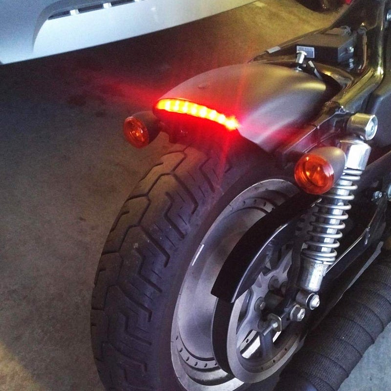 NATGIC 1PC Motorcycle Tail Light Chopped Rear Fender Edge LED Brake Light License Plate Light Stop Running Light for XL 883N 1200N XL1200V XL1200X (Smoke Shell) - Image 2